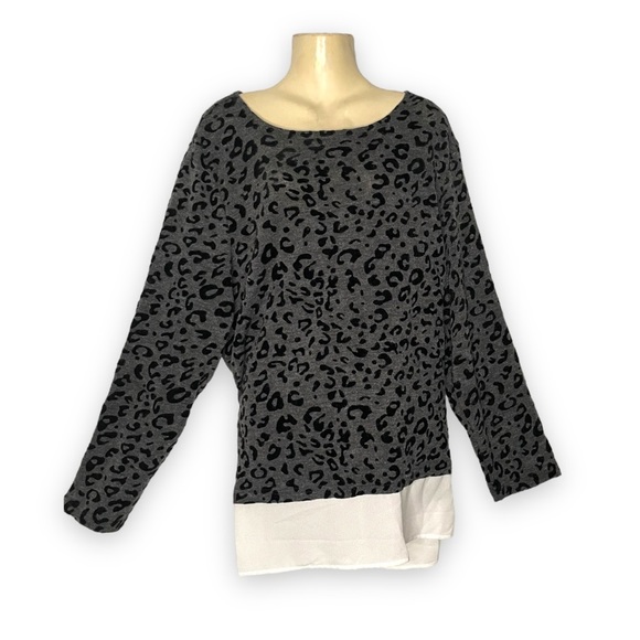 CD Daniels Cheetah Print Layered Shirt Raised Velour Top Business Casual Plus 1X - Picture 4 of 6